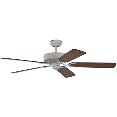Pepeo Potkuri ventilador de techo sin luz, carcasa en blanco lacado, aspas reversibles color roble con insertos de ratán, 132 cm, para habitaciones de hasta 25 m² Pepeo Potkuri ventilador de techo sin luz, carcasa en blanco lacado, aspas reversibles color roble con insertos de ratán, 132 cm, para habitaciones de hasta 25 m²