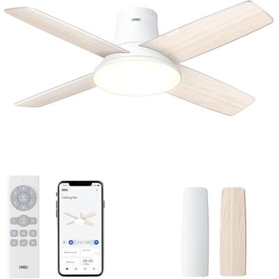 Dreo ventilador de techo con luz, 12 velocidades, 3 modos, motor CC silencioso, instalación fácil, LED regulable, mando a distancia y temporizador 12 h, ventilador de techo blanco para hogar Dreo ventilador de techo con luz, 12 velocidades, 3 modos, motor CC silencioso, instalación fácil, LED regulable, mando a distancia y temporizador 12 h, ventilador de techo blanco para hogar