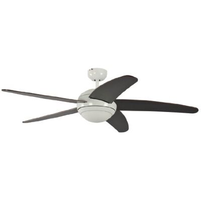 Pepeo Ventilador de techo con luz y mando a distancia Melton, carcasa de laca blanca, aspas en wanaque / marrón, 132 cm Pepeo Ventilador de techo con luz y mando a distancia Melton, carcasa de laca blanca, aspas en wanaque / marrón, 132 cm