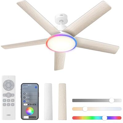 Dreo Ventilador de techo inteligente, 132 cm, 12 velocidades, 3 modos de ventilación, LED regulable con cambio continuo de color, temporizador 12 h, motor CC silencioso, control remoto/APP/Alexa Dreo Ventilador de techo inteligente, 132 cm, 12 velocidades, 3 modos de ventilación, LED regulable con cambio continuo de color, temporizador 12 h, motor CC silencioso, control remoto/APP/Alexa