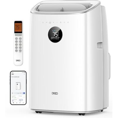 Dreo aire acondicionado portátil 7500 BTU 3-en-1 refrigeración/ventilación/deshumidificación, silencioso para dormitorio u oficina, control por app y voz, sin drenaje, kit ventana, 2,5 L/h, AC318S Dreo aire acondicionado portátil 7500 BTU 3-en-1 refrigeración/ventilación/deshumidificación, silencioso para dormitorio u oficina, control por app y voz, sin drenaje, kit ventana, 2,5 L/h, AC318S