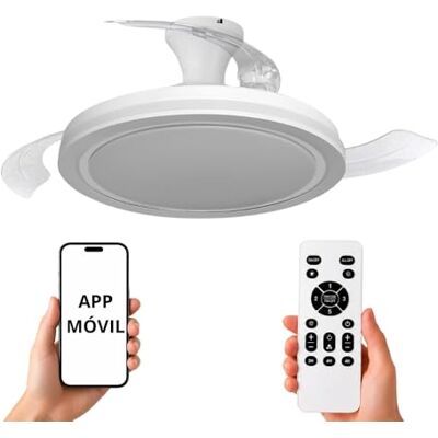 NARVI Ventilador de Techo cm con Luz LED Regulable, 45W,Motor DC 30W, Silencioso de Bajo Consumo, Lámpara Ventilador con Mando a Distancia y APP, 3 Aspas Retráctiles, CRETA NARVI Ventilador de Techo cm con Luz LED Regulable, 45W,Motor DC 30W, Silencioso de Bajo Consumo, Lámpara Ventilador con Mando a Distancia y APP, 3 Aspas Retráctiles, CRETA