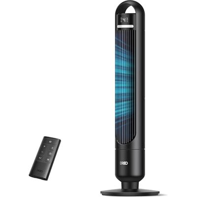 Dreo Ventilador de Torre Silencioso 23 dB, alcance de 9,8 m, 4 velocidades y 3 modos, temporizador 8 h, oscilación 90°, ideal para dormitorio y oficina, negro estándar Dreo Ventilador de Torre Silencioso 23 dB, alcance de 9,8 m, 4 velocidades y 3 modos, temporizador 8 h, oscilación 90°, ideal para dormitorio y oficina, negro estándar