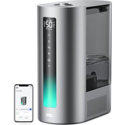 Dreo 6L humidificador dormitorio, inteligente para grandes espacios, vapor frío/caliente, para plantas y bebé, llenado superior, 60 horas, silencioso, temporizador, compatible con Google/Alexa, HM713S Dreo 6L humidificador dormitorio, inteligente para grandes espacios, vapor frío/caliente, para plantas y bebé, llenado superior, 60 horas, silencioso, temporizador, compatible con Google/Alexa, HM713S