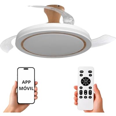 NARVI Ventilador de Techo con Luz LED Regulable, 45W,Motor DC 30W, Silencioso de Bajo Consumo, Lámpara Ventilador con Mando a distancia y APP, 3 Aspas Retráctiles, CRETA NARVI Ventilador de Techo con Luz LED Regulable, 45W,Motor DC 30W, Silencioso de Bajo Consumo, Lámpara Ventilador con Mando a distancia y APP, 3 Aspas Retráctiles, CRETA