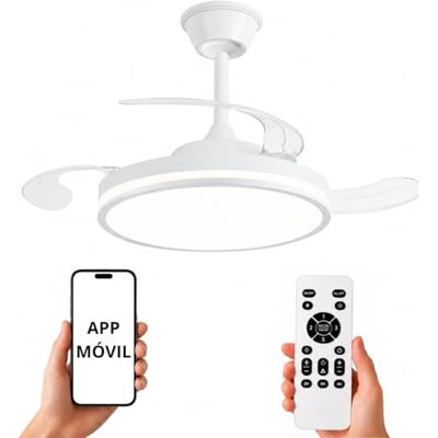 NARVI Ventilador de Techo Control Remoto 3 Palas Transparentes Motor DC Eficiente Función Invierno/Verano 59W Blanco NARVI Ventilador de Techo Control Remoto 3 Palas Transparentes Motor DC Eficiente Función Invierno/Verano 59W Blanco
