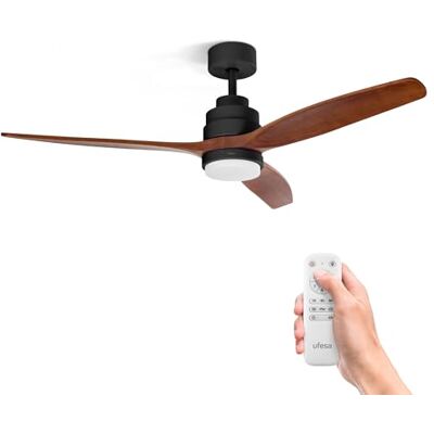Ufesa Ventilador de Techo con Luz LED, 40W, 6 Velocidades, Ultra Silencioso, 3 Aspas Madera Natural 132cm, Función Verano Invierno, Temporizador 8h, 3 Niveles Luz, Mando a Distancia, Negro Roble Ufesa Ventilador de Techo con Luz LED, 40W, 6 Velocidades, Ultra Silencioso, 3 Aspas Madera Natural 132cm, Función Verano Invierno, Temporizador 8h, 3 Niveles Luz, Mando a Distancia, Negro Roble