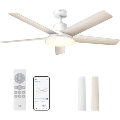 Dreo ventilador techo inteligente de 132 cm con luz LED regulable, 12 velocidades, 3 modos, temporizador de 12h, motor DC silencioso, control por control remoto/APP/Alexa, blanco para interiores Dreo ventilador techo inteligente de 132 cm con luz LED regulable, 12 velocidades, 3 modos, temporizador de 12h, motor DC silencioso, control por control remoto/APP/Alexa, blanco para interiores