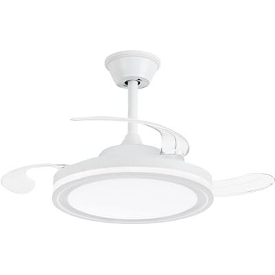 NARVI Ventilador de techo con Palas retráctiles,Motor DC, LED Regulable y Memoria Con Mando a distancia Blanco, Potencia 30W NARVI Ventilador de techo con Palas retráctiles,Motor DC, LED Regulable y Memoria Con Mando a distancia Blanco, Potencia 30W