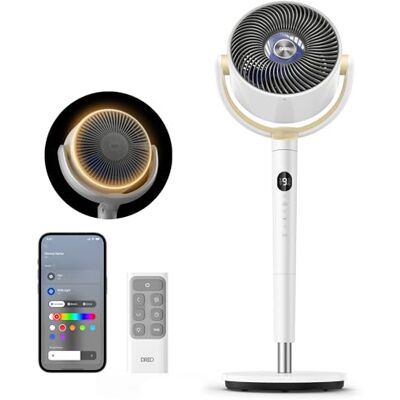 Dreo Ventilador de pedestal, 80 pies de grado, ventilador de pedestal para toda la habitación, ventiladores oscilantes de 120°+120° con control remoto/voz/Wifi/LED/Alexa, 8 ajustes de velocidad Dreo Ventilador de pedestal, 80 pies de grado, ventilador de pedestal para toda la habitación, ventiladores oscilantes de 120°+120° con control remoto/voz/Wifi/LED/Alexa, 8 ajustes de velocidad