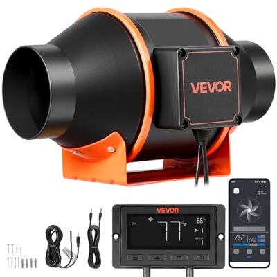 VEVOR Ventilador de Conducto en Línea 3000 RPM, Extractor de Ruido Reducido con Motor EC, 349 m³/h, 10 Velocidades, Sensor de Temperatura y Humedad, Controlador PWM y App, para Armarios de Cultivo VEVOR Ventilador de Conducto en Línea 3000 RPM, Extractor de Ruido Reducido con Motor EC, 349 m³/h, 10 Velocidades, Sensor de Temperatura y Humedad, Controlador PWM y App, para Armarios de Cultivo