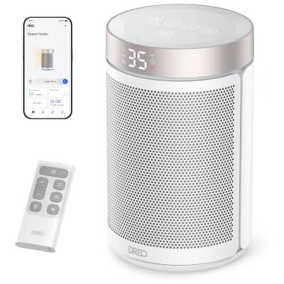 DREO Calefactor Eléctrico, 1500 W Eficiente en Energía, Silencioso Portátil, con Ventilador Cerámico, Termostato con 3 Modos, Temporizador de 12 Horas, para Dormitorio, Calefactor 316S DREO Calefactor Eléctrico, 1500 W Eficiente en Energía, Silencioso Portátil, con Ventilador Cerámico, Termostato con 3 Modos, Temporizador de 12 Horas, para Dormitorio, Calefactor 316S