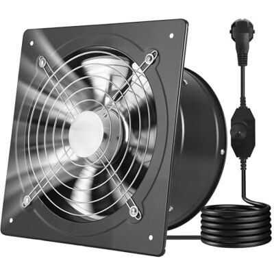 VEVOR Ventilador Extractor de 50 W 1678 m³/h, Extractor de Aire de 254 mm, con Válvula Antirretorno y Control de Velocidad, Montaje para Pared, Ventilación para Garaje Taller Sótano Cocina Baño Ático VEVOR Ventilador Extractor de 50 W 1678 m³/h, Extractor de Aire de 254 mm, con Válvula Antirretorno y Control de Velocidad, Montaje para Pared, Ventilación para Garaje Taller Sótano Cocina Baño Ático