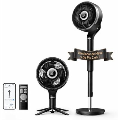 Dreo ventilador inteligente para dormitorio, ventilador de pie silencioso con oscilación 150° + 100°, motor DC, 12 velocidades, 6 modos, 20 dB, mando, temporizador 12 h, ventiladores modernos Dreo ventilador inteligente para dormitorio, ventilador de pie silencioso con oscilación 150° + 100°, motor DC, 12 velocidades, 6 modos, 20 dB, mando, temporizador 12 h, ventiladores modernos