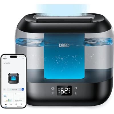 Dreo Humidificador inteligentes para dormitorio, humidificador de vapor frío de 4 litros con difusor de aceite y luz nocturna, 32 horas de autonomía, humidificadorsilenciosos para el hogar, la oficina Dreo Humidificador inteligentes para dormitorio, humidificador de vapor frío de 4 litros con difusor de aceite y luz nocturna, 32 horas de autonomía, humidificadorsilenciosos para el hogar, la oficina