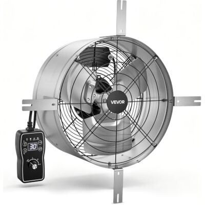 VEVOR Extractor de Aire para Ático 38,1 cm 1300 CFM Ventilador de Hastial para Garaje, Almacén y Taller, con Termostato Ajustable de 0-60 °C, Acero Q235A, 220-240 V y Cable de Alimentación de 2 m VEVOR Extractor de Aire para Ático 38,1 cm 1300 CFM Ventilador de Hastial para Garaje, Almacén y Taller, con Termostato Ajustable de 0-60 °C, Acero Q235A, 220-240 V y Cable de Alimentación de 2 m