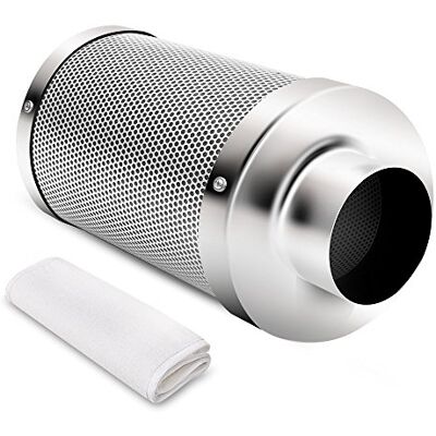 iPower Filtro de aire de carbono de 4 pulgadas para plantas de interior, tienda de campaña, control de olores, con C activado por Australia para ventilador en línea, brida reversible, prefiltro incluido, 4 pulgadas, plateado iPower Filtro de aire de carbono de 4 pulgadas para plantas de interior, tienda de campaña, control de olores, con C activado por Australia para ventilador en línea, brida reversible, prefiltro incluido, 4 pulgadas, plateado