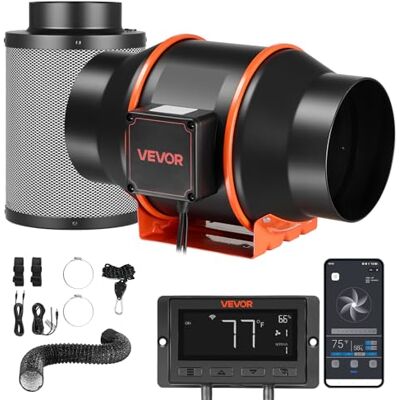 VEVOR Ventilador de Conducto en Línea 3000 RPM, Extractor con Kit de Ventilación, Motor EC, 683 m³/h, 10 Velocidades, Sensor de Temperatura y Humedad, Controlador PWM y App, para Armarios de Cultivo VEVOR Ventilador de Conducto en Línea 3000 RPM, Extractor con Kit de Ventilación, Motor EC, 683 m³/h, 10 Velocidades, Sensor de Temperatura y Humedad, Controlador PWM y App, para Armarios de Cultivo