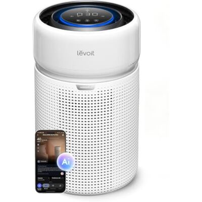 Levoit Eleva300X Purificador de Aire para Alergia, Filtro HEPA, Inteligente 19dB Modo de Sueño Silencioso, Alexa, App, Sensor PM1/PM2,5/PM10, IA Información, CADR 273m³/h, Temporizador Levoit Eleva300X Purificador de Aire para Alergia, Filtro HEPA, Inteligente 19dB Modo de Sueño Silencioso, Alexa, App, Sensor PM1/PM2,5/PM10, IA Información, CADR 273m³/h, Temporizador
