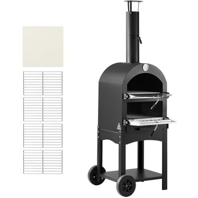 VEVOR Horno de Pizza de Pellets de Leña de 2 Capas, para Exteriores, con 2 Ruedas Extraíbles, Máquina para Hacer Pizzas con Una Temperatura Máxima de 540 °C para Asar, 540 x 445 x 1420 mm, Negro VEVOR Horno de Pizza de Pellets de Leña de 2 Capas, para Exteriores, con 2 Ruedas Extraíbles, Máquina para Hacer Pizzas con Una Temperatura Máxima de 540 °C para Asar, 540 x 445 x 1420 mm, Negro