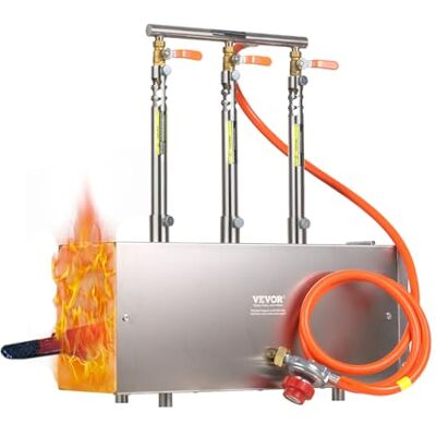 VEVOR Forja de gas propano portátil, horno de forja de 3 quemadores, temperatura máxima de 1427 ℃, fabricación de cuchillos y forja de metales, para cuchillos herreros, plateado VEVOR Forja de gas propano portátil, horno de forja de 3 quemadores, temperatura máxima de 1427 ℃, fabricación de cuchillos y forja de metales, para cuchillos herreros, plateado