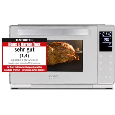 Caso Bake & Style 26 Touch- Design Horno de sobremesa de acero inoxidable con Bandeja recogemigas y piedra para pizza, capacidad de 26 L, Potecia de 1500 W, hasta 230°C y 150 min 5 modos de calor Caso Bake & Style 26 Touch- Design Horno de sobremesa de acero inoxidable con Bandeja recogemigas y piedra para pizza, capacidad de 26 L, Potecia de 1500 W, hasta 230°C y 150 min 5 modos de calor