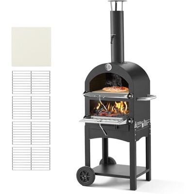 VEVOR Horno de Pizza de Pellets de Leña de 2 Capas, para Exteriores, con 2 Ruedas Extraíbles, Máquina para Hacer Pizzas con Una Temperatura Máxima de 540 °C para Asar, 540 x 445 x 1420 mm, Negro VEVOR Horno de Pizza de Pellets de Leña de 2 Capas, para Exteriores, con 2 Ruedas Extraíbles, Máquina para Hacer Pizzas con Una Temperatura Máxima de 540 °C para Asar, 540 x 445 x 1420 mm, Negro