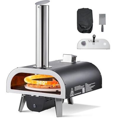 VEVOR Horno de Pizza Portátil para Exteriores, con Termómetro y Rotación Eléctrica, para Acampar en el Jardín, Patio, Piedra para Pizza, Bolsa de Transporte y Pala, Negro, 685 x 390 x 665 mm VEVOR Horno de Pizza Portátil para Exteriores, con Termómetro y Rotación Eléctrica, para Acampar en el Jardín, Patio, Piedra para Pizza, Bolsa de Transporte y Pala, Negro, 685 x 390 x 665 mm