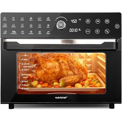 Nutrichef Freidora de Aire Digital de 30L y Horno de Conveccion Miltifuncional de Encimera con 20 Preajustes, Doble Coccion, Rotisserie, Horneado y Mas Nutrichef Freidora de Aire Digital de 30L y Horno de Conveccion Miltifuncional de Encimera con 20 Preajustes, Doble Coccion, Rotisserie, Horneado y Mas