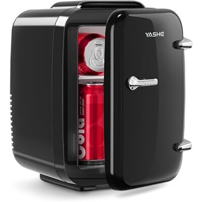 YASHE Mini Nevera, 4L Comética Pequeña Nevera para Dormitorio, CA 220V/ CC 12V para Coche, Enfriar y Calentar para Dormitorio, Portátil para Oficina, Escritorio (Negro) YASHE Mini Nevera, 4L Comética Pequeña Nevera para Dormitorio, CA 220V/ CC 12V para Coche, Enfriar y Calentar para Dormitorio, Portátil para Oficina, Escritorio (Negro)