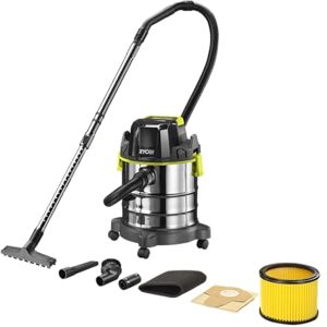 Ryobi Aspiradora Agua y Polvo 18V ONE+ Deposito de Acero Inoxidable 18L, 11,4Kpa, 1,4m3/min Entragada con Manguera 1,8m, Tubo Extensible y Accesorios Batería y Cargador no Incluidos R18WDV-0 Ryobi Aspiradora Agua y Polvo 18V ONE+ Deposito de Acero Inoxidable 18L, 11,4Kpa, 1,4m3/min Entragada con Manguera 1,8m, Tubo Extensible y Accesorios Batería y Cargador no Incluidos R18WDV-0