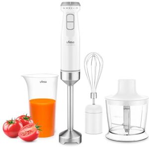 Ufesa Batidora de Mano Venus Max 1200W con Función Turbo, 4 Cuchillas Inox, Velocidad Variable, Diseño Antisalpicaduras, Set 3 en 1 con Picadora, Batidor y Vaso Medidor Ufesa Batidora de Mano Venus Max 1200W con Función Turbo, 4 Cuchillas Inox, Velocidad Variable, Diseño Antisalpicaduras, Set 3 en 1 con Picadora, Batidor y Vaso Medidor