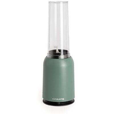 CREATE /MOI STUDIO/Batidora de vaso verde sage/Tritura y emulsiona, para smoothies y batidos, vaso 400 ml, individual, libre de BPA, portátil, cuchillas de acero inoxidable, 230W CREATE /MOI STUDIO/Batidora de vaso verde sage/Tritura y emulsiona, para smoothies y batidos, vaso 400 ml, individual, libre de BPA, portátil, cuchillas de acero inoxidable, 230W