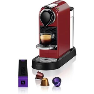 Krups Nespresso cafetera de cápsulas monodosis, con 19 bares de presión, thermoblock, función automática con botones retroiluminado, color granate, modo Eco, Incluye kit bienvenida Krups Nespresso cafetera de cápsulas monodosis, con 19 bares de presión, thermoblock, función automática con botones retroiluminado, color granate, modo Eco, Incluye kit bienvenida