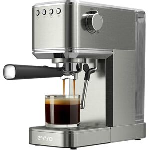 EVVO Cafetera Retro Cafetera Espresso, 20 Bares, 1350W, Acero Inoxidable, Brazo Doble, Termo Block, Precalentado Rápido, 1.5L, Vaporizador, Portafiltros, Doble salida, Sin manómetro EVVO Cafetera Retro Cafetera Espresso, 20 Bares, 1350W, Acero Inoxidable, Brazo Doble, Termo Block, Precalentado Rápido, 1.5L, Vaporizador, Portafiltros, Doble salida, Sin manómetro