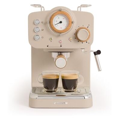 CREATE / THERA RETRO/Cafetera Express Semiautomática arena mate y madera / 20 bares, brazo doble salida, depósito 1,25L, café molido y monodosis ESE 55mm, con vaporizador, 1100W CREATE / THERA RETRO/Cafetera Express Semiautomática arena mate y madera / 20 bares, brazo doble salida, depósito 1,25L, café molido y monodosis ESE 55mm, con vaporizador, 1100W