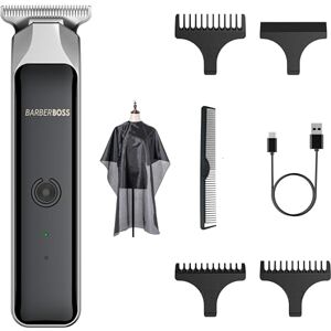 BARBERBOSS Recortadora facial y de barba profesional para hombre: cortadora de pelo, recortadora de precisión, recargable por USB, cuchilla en T de acero inoxidable, indicador LED rojo/verde BARBERBOSS Recortadora facial y de barba profesional para hombre: cortadora de pelo, recortadora de precisión, recargable por USB, cuchilla en T de acero inoxidable, indicador LED rojo/verde