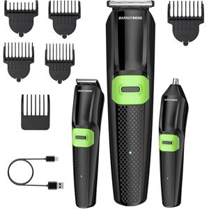 BARBERBOSS 3 en 1 Cuidado Personal para Hombre: Recortadora Barba, Cortapelos y Recortadora de Nariz, Cuchillas de Precisión, 6 Peines, Recargable por USB, Indicador LED y Diseño BARBERBOSS 3 en 1 Cuidado Personal para Hombre: Recortadora Barba, Cortapelos y Recortadora de Nariz, Cuchillas de Precisión, 6 Peines, Recargable por USB, Indicador LED y Diseño