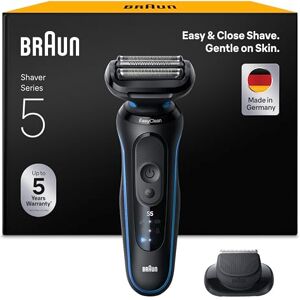 Braun Afeitadora Eléctrica Hombre Series 5, Máquina De Afeitar Barba En Seco Y En Mojado, 2 Modos De Afeitado, 50 Min De Uso, Carga Rápida, Recortadora De Precisión, Estuche De Viaje, 52-B1200SI,Azul Braun Afeitadora Eléctrica Hombre Series 5, Máquina De Afeitar Barba En Seco Y En Mojado, 2 Modos De Afeitado, 50 Min De Uso, Carga Rápida, Recortadora De Precisión, Estuche De Viaje, 52-B1200SI,Azul