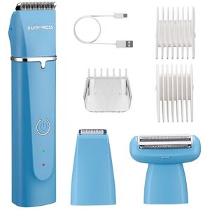 BARBERBOSS Kit de aseo para hombres, recortadora de barba, cabello y cuerpo, 3 cabezales intercambiables, cuchillas de cerámica, recargable por USB, impermeable, juego de cortadora facial y corporal BARBERBOSS Kit de aseo para hombres, recortadora de barba, cabello y cuerpo, 3 cabezales intercambiables, cuchillas de cerámica, recargable por USB, impermeable, juego de cortadora facial y corporal