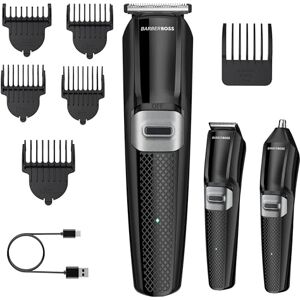 BARBERBOSS Kit de aseo inalámbrico para hombres, recortador de barba, cortadora de pelo y recortadora de pelo de nariz, peluquero facial 3 en 1 para hombre con carga USB BARBERBOSS Kit de aseo inalámbrico para hombres, recortador de barba, cortadora de pelo y recortadora de pelo de nariz, peluquero facial 3 en 1 para hombre con carga USB