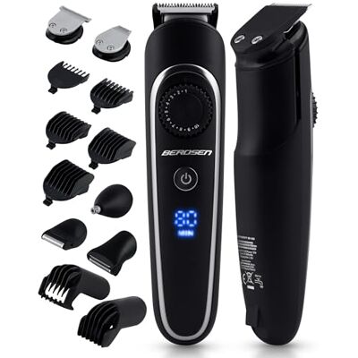 Berdsen Cortapelos profesional 6 en 1, afeitadora eléctrica para hombre, recortadora de barba corporal, recortadora de vello nasal, 6 cabezales intercambiables y 7 cabezales de peine, color negro Berdsen Cortapelos profesional 6 en 1, afeitadora eléctrica para hombre, recortadora de barba corporal, recortadora de vello nasal, 6 cabezales intercambiables y 7 cabezales de peine, color negro