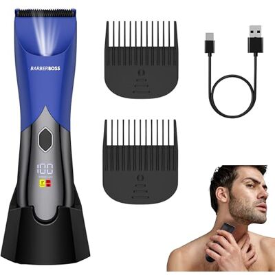 BARBERBOSS Afeitadora corporal inalámbrica para hombre, afeitadora eléctrica de cuerpo completo, afeitadora íntima con diseño a prueba de salpicaduras, afeitadora de pelos y vello púbico para hombres BARBERBOSS Afeitadora corporal inalámbrica para hombre, afeitadora eléctrica de cuerpo completo, afeitadora íntima con diseño a prueba de salpicaduras, afeitadora de pelos y vello púbico para hombres