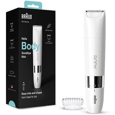 Braun Body Afeitadora Corporal Unix, Depiladora Mini para Mujer y Hombre con Peine de Recorte, Depilación de Precisión para Ingles, Axilas, Pecho, Uso en Seco y en Mojado, BS1000, Blanco Braun Body Afeitadora Corporal Unix, Depiladora Mini para Mujer y Hombre con Peine de Recorte, Depilación de Precisión para Ingles, Axilas, Pecho, Uso en Seco y en Mojado, BS1000, Blanco