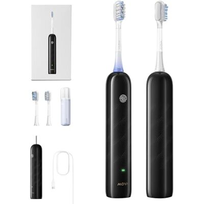 Mova Fresh SweepDrive Cepillo de Dientes Eléctrico, Cepillo Eléctrico Recargable Para Adultos, Carga Tipo C, Cabezal de Cepillado 3-en-1 con Soporte, 30 Días de Duración de La Batería, Negro Mova Fresh SweepDrive Cepillo de Dientes Eléctrico, Cepillo Eléctrico Recargable Para Adultos, Carga Tipo C, Cabezal de Cepillado 3-en-1 con Soporte, 30 Días de Duración de La Batería, Negro