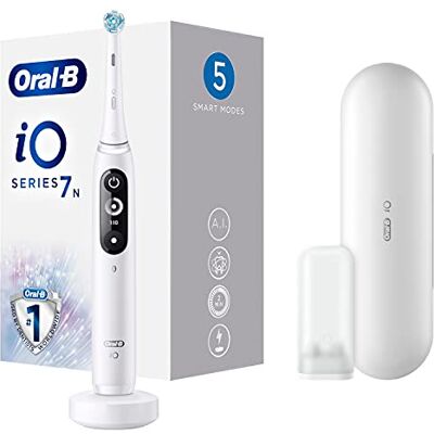 Oral-B iO 7n Cepillo Eléctrico Recargable Tecnología De Braun, 1 Mango Blanco Con Diseño De Alta Gama Y Tecnología Magnética, Pantalla En Blanco Y Negro, 1 Cabezal Recambio, 1 Funda De Viaje Premium Oral-B iO 7n Cepillo Eléctrico Recargable Tecnología De Braun, 1 Mango Blanco Con Diseño De Alta Gama Y Tecnología Magnética, Pantalla En Blanco Y Negro, 1 Cabezal Recambio, 1 Funda De Viaje Premium