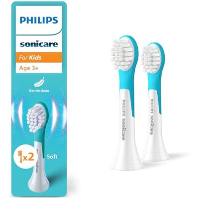 Philips Sonicare For Kids, cabezales de cepillo dental de repuesto originales para niños a partir de 3 años, paquete de 2, HX6032/90 Philips Sonicare For Kids, cabezales de cepillo dental de repuesto originales para niños a partir de 3 años, paquete de 2, HX6032/90