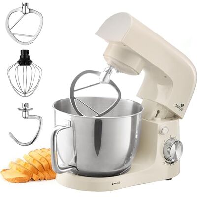 Senya Robot pastelero multifunción 1500 W Cuenco de acero inoxidable 5L 10 velocidades + función pulso batidor, batidor, gancho incluido tapa antisalpicaduras con separador de huevos Senya Robot pastelero multifunción 1500 W Cuenco de acero inoxidable 5L 10 velocidades + función pulso batidor, batidor, gancho incluido tapa antisalpicaduras con separador de huevos