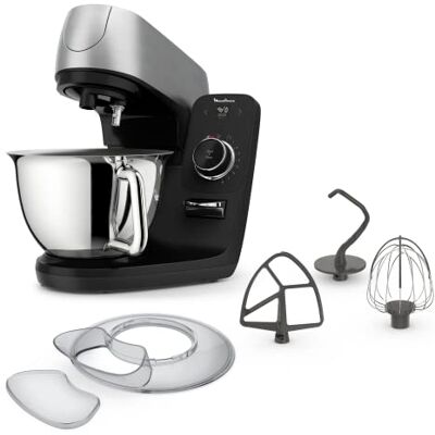 Moulinex Robot pastelero, Cuenco de acero inoxidable 5.5 L, 8 programas recetas básicas, Tecnología patentada, Silencioso, Robusto, Aplicación gratuita con coaching, Coach Moulinex Robot pastelero, Cuenco de acero inoxidable 5.5 L, 8 programas recetas básicas, Tecnología patentada, Silencioso, Robusto, Aplicación gratuita con coaching, Coach