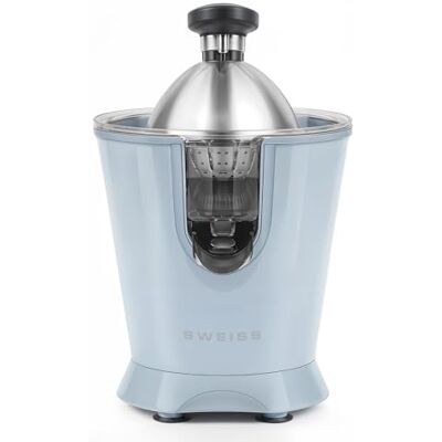 SWEISS Exprimidor eléctrico profesional , boquilla antigoteo, apto para lavavajillas, aparato silencioso, brazo articulado potente 160 W, color azul SWEISS Exprimidor eléctrico profesional , boquilla antigoteo, apto para lavavajillas, aparato silencioso, brazo articulado potente 160 W, color azul